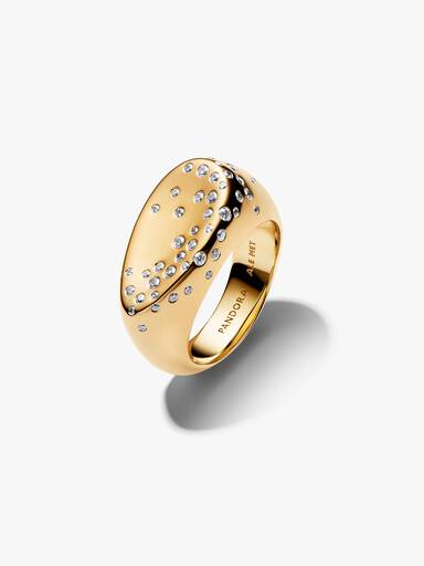 Anillo Sello Cúpula Ovalada con Piedras