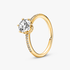Anillo Solitario Corona Reluciente Transparente Bañado en Oro de 14k Anillo Solitario Corona Reluciente Transparente Bañado en Oro de 14k