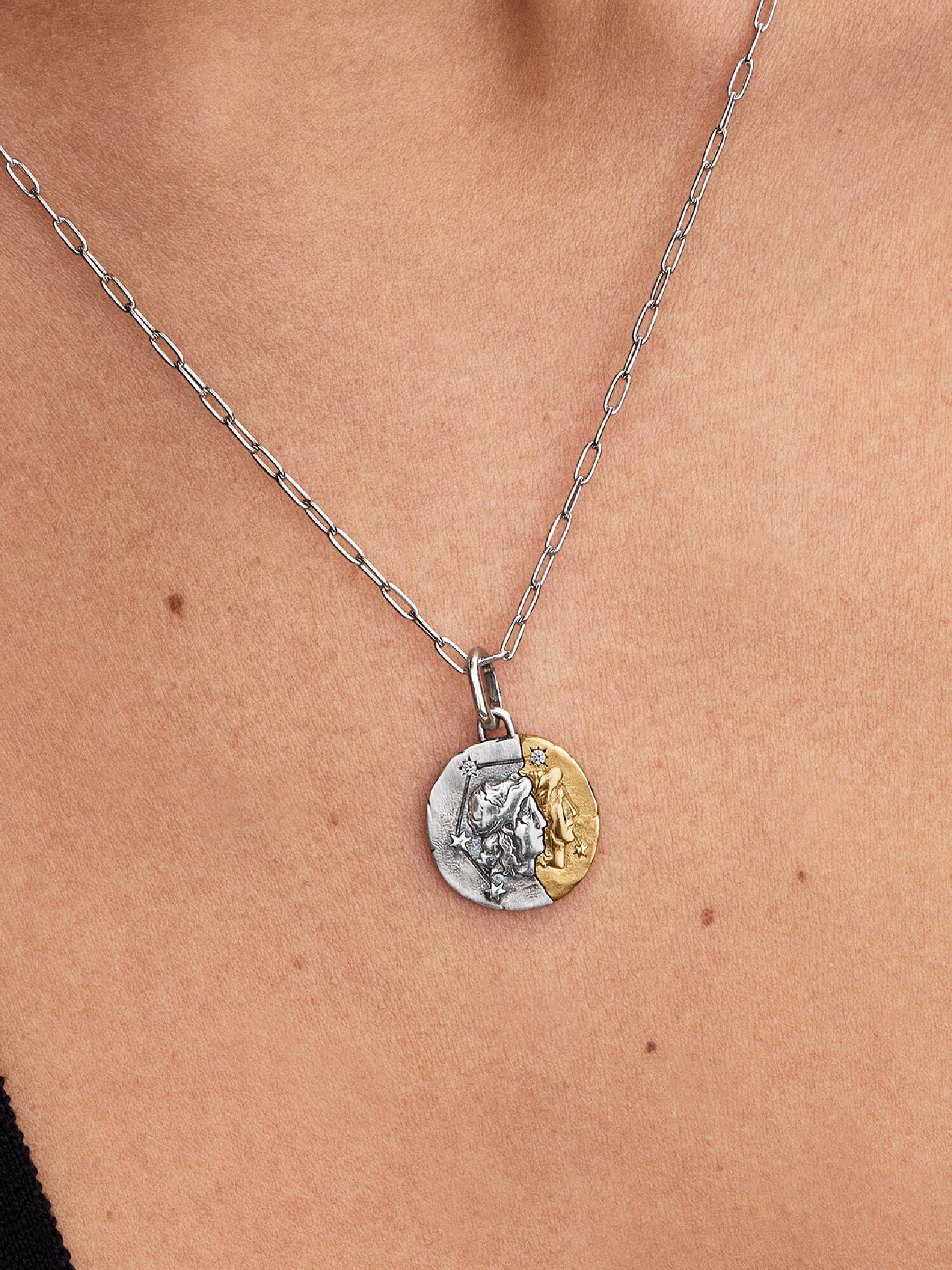 Charm medallón colgante del signo del zodiaco Géminis