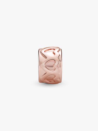 Charm Sujetador Banda de corazones Recubrimiento en Oro Rosa de 14k Talla única