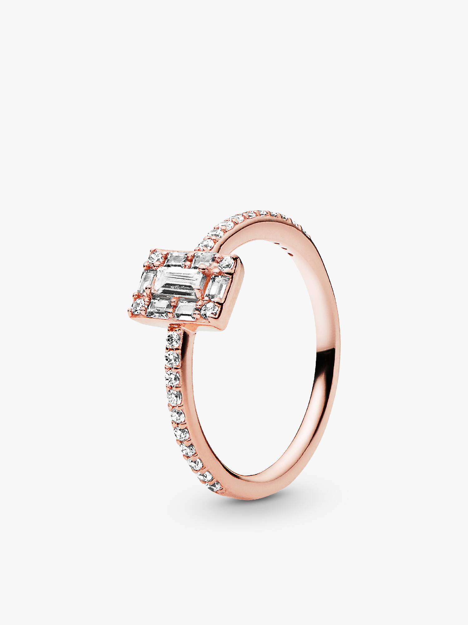 Anillo Halo Cuadrado Brillante