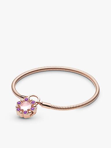 Pulsera Candado Resplandor Heráldico, PANDORA Rose™ y Cristales Rosa y Violeta