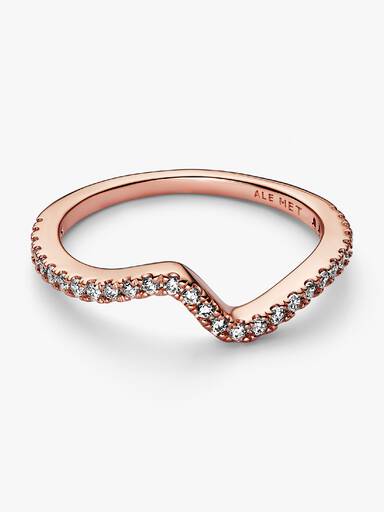 Anillo Ola Brillante Rosa 54