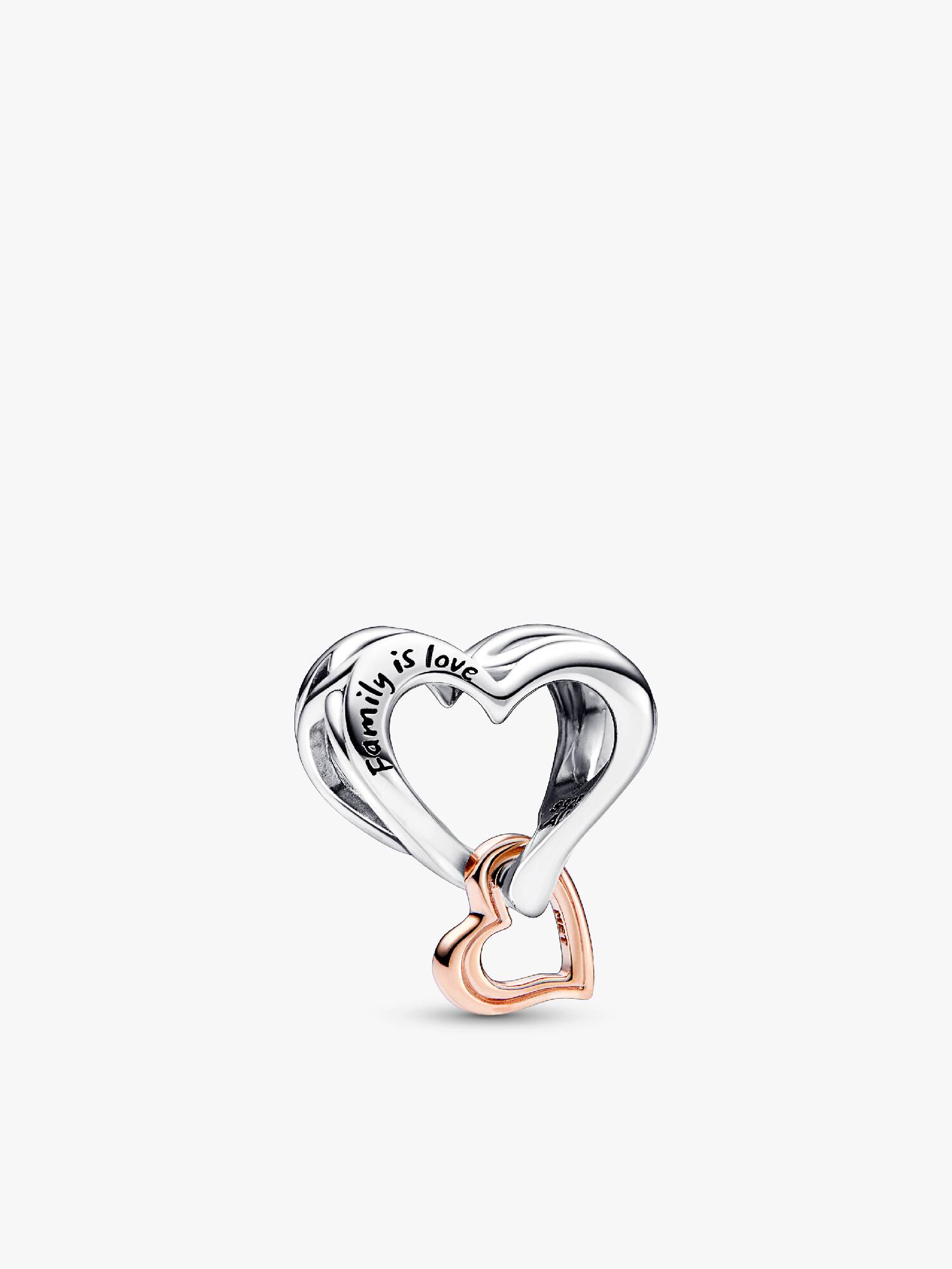 Charm de dos tonos Corazón calado con infinito Bañado en Oro Rosa de 14k