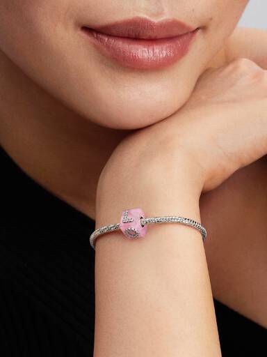 Charm Cubo de amor de cristal de Murano rosa