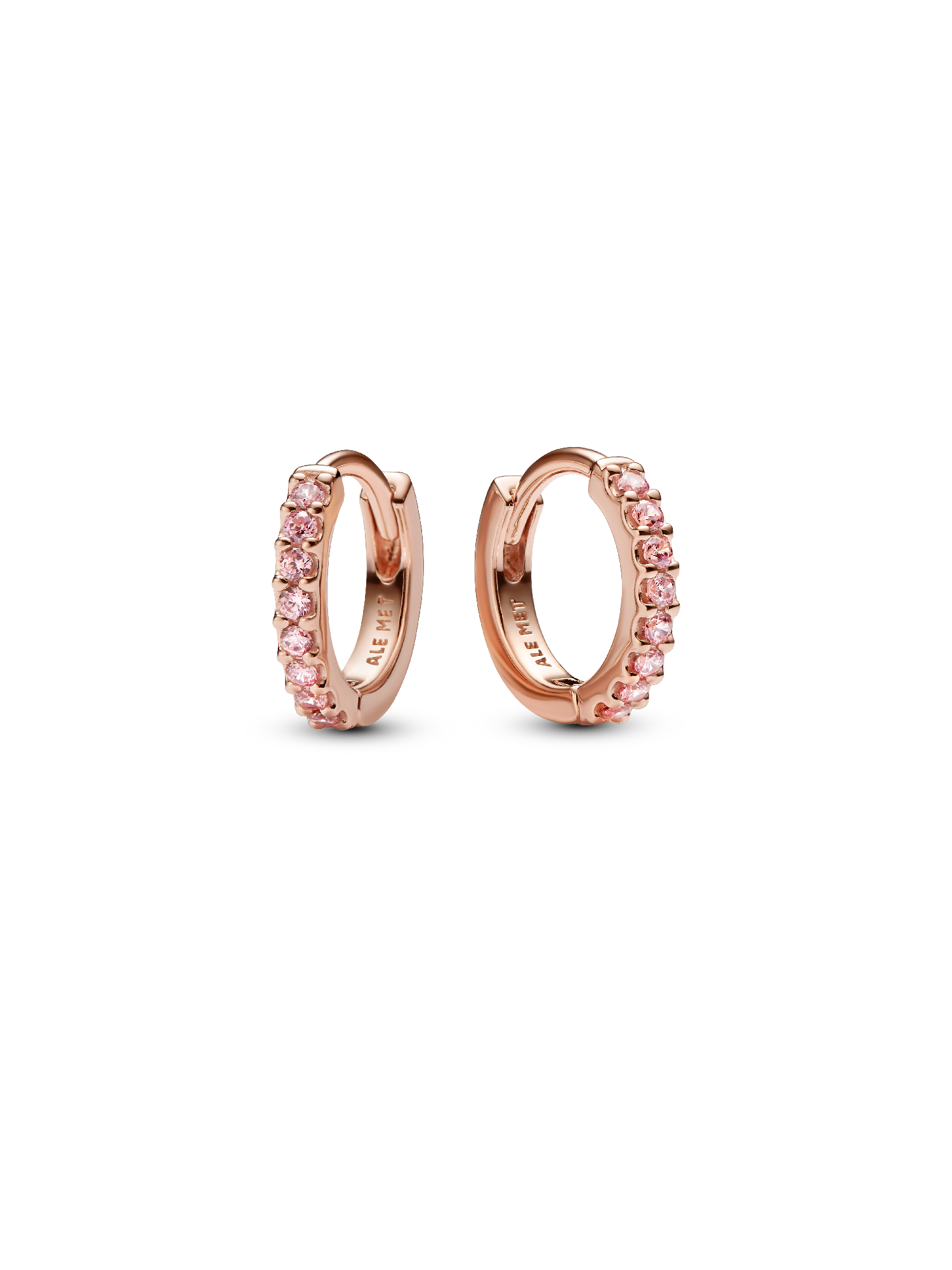 Aros tipo huggie con pavé rosa brillante