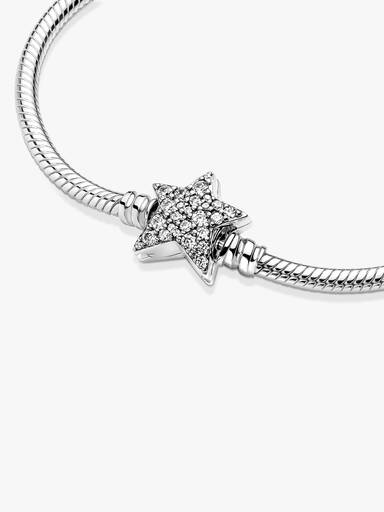 Brazalete Pandora Moments Cadena De Serpiente Cierre Estrella Asimétrica 16 cm
