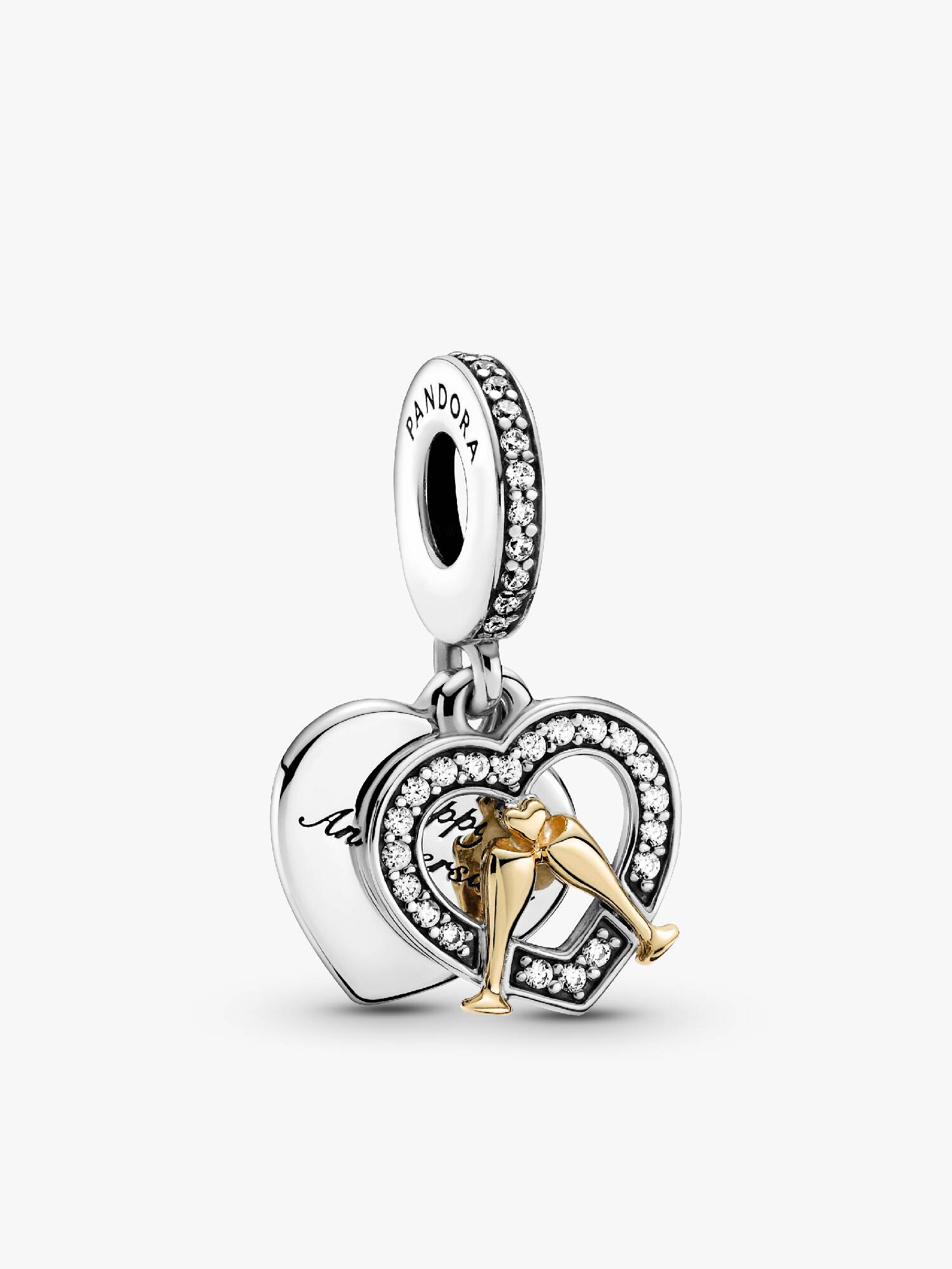 Charm Colgante Feliz Aniversario En Dos Tonos Talla única