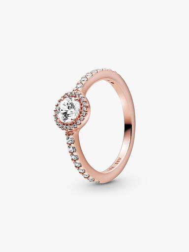 Anillo clásico con halo brillante