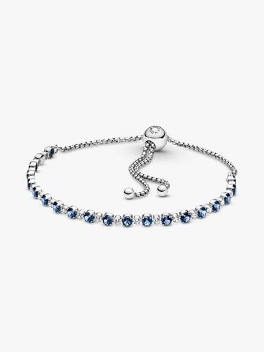 Brazalete Deslizante Brillo Cristal Azul Y Transparente 23 cm