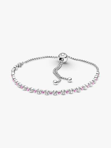 Brazalete Deslizante Brillo Cristal Rosa Y Transparente 23 cm