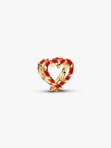 Charm de corazón calado bastón de caramelo