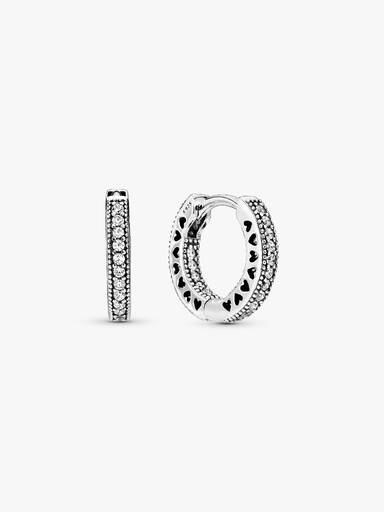 Aros tipo argolla corazones de Pandora en pavé