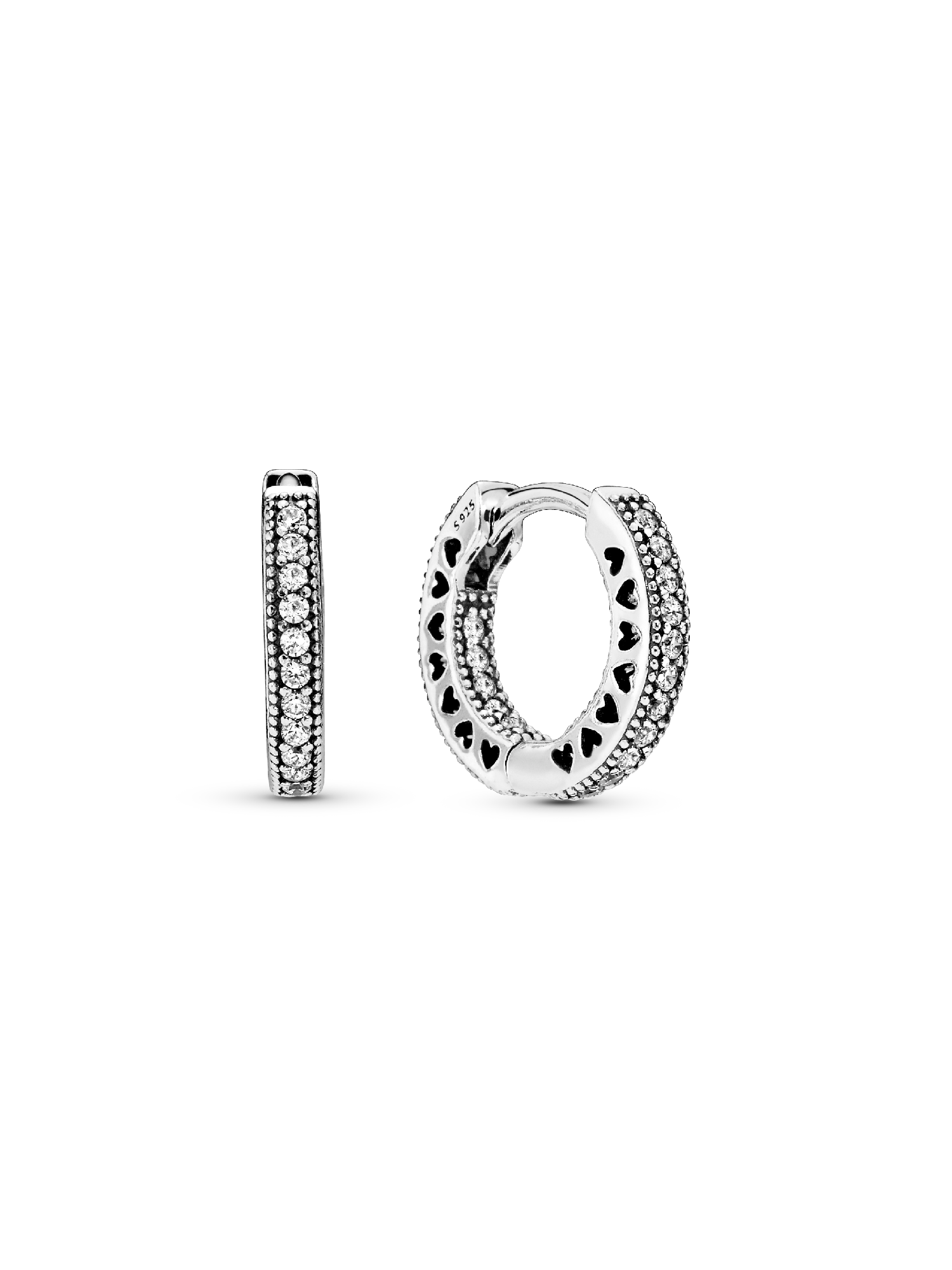 Aros tipo argolla corazones de Pandora en pavé