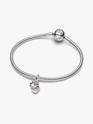 Charm Colgante Corazon Conectado y Gemas Rojas