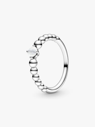 Anillo de Cuentas Blanco Lechoso