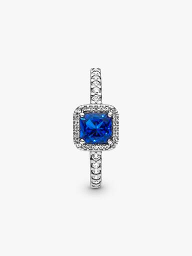Anillo Cuadrado Azul Con Halo 50 Piedras mezcladas