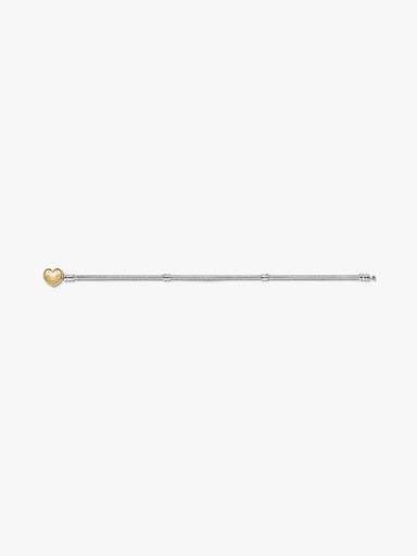 Silver bracelet with heart-shaped PANDORA Shine clasp
