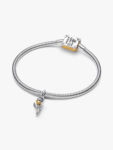 Charm colgante de <u>Disney Belle Rosa encantada</u> con diamante de laboratorio