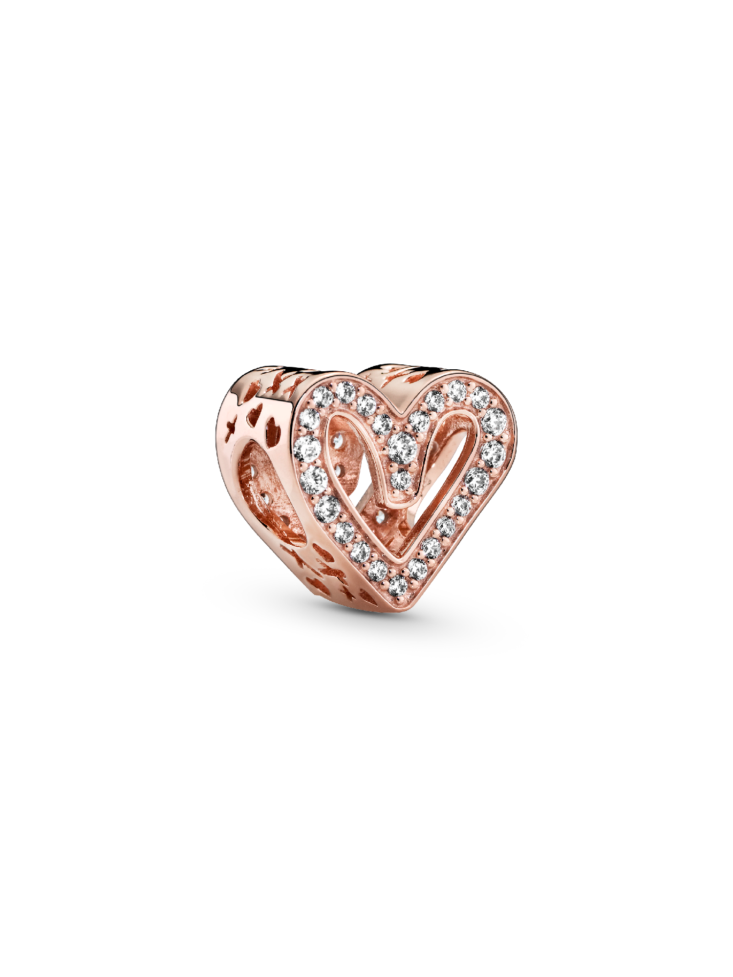 Charm resplandeciente Corazón de diseño libre Recubrimiento en Oro Rosa de 14k Talla única