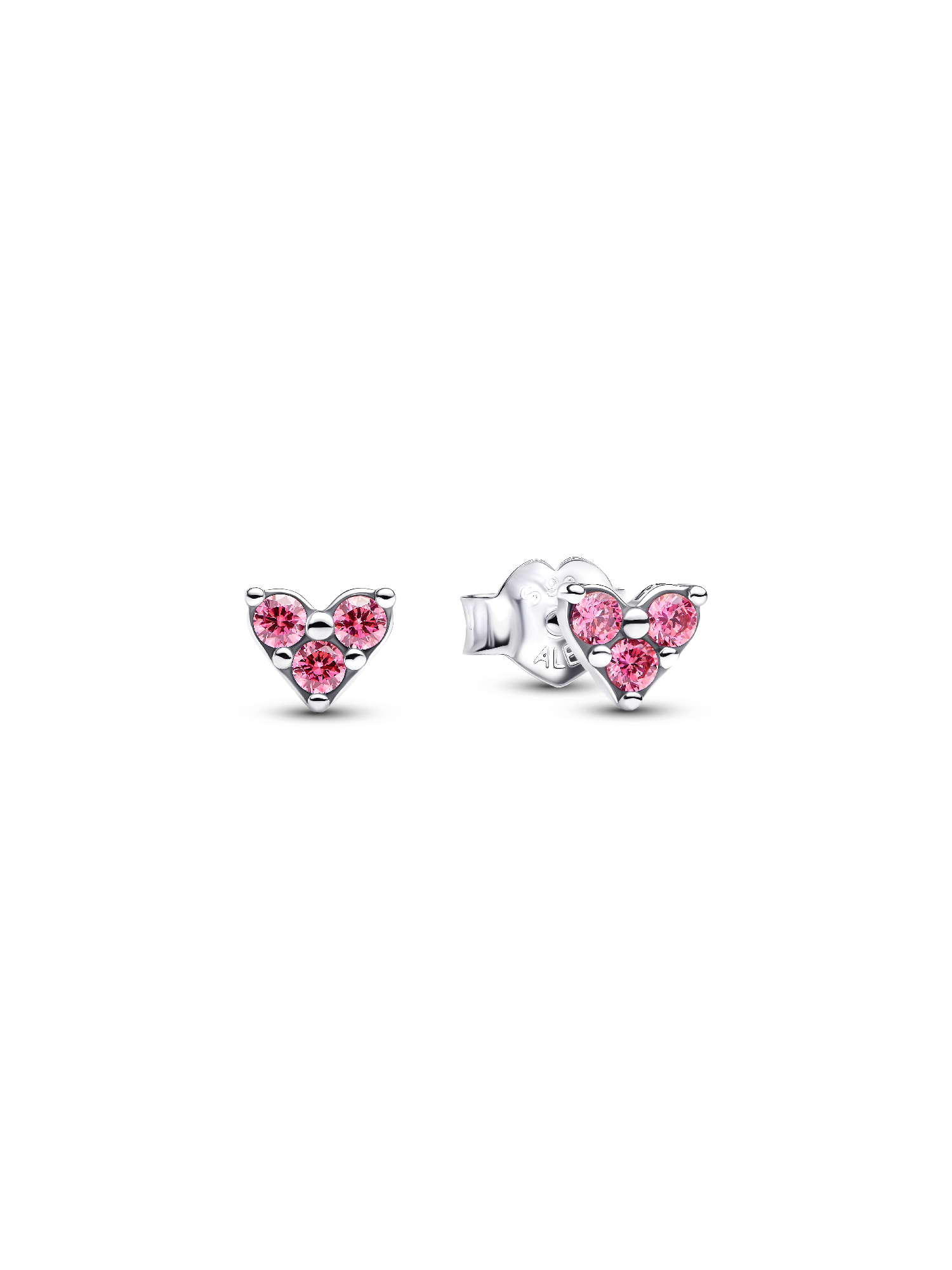 Aros de Botón Corazón de piedra triple Rosa