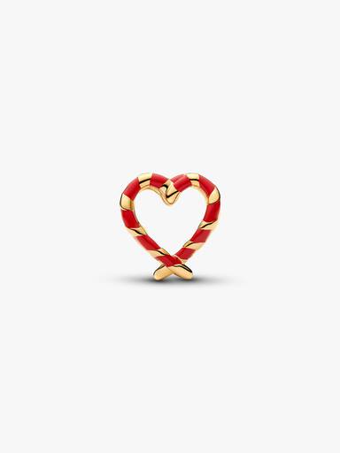 Charm de corazón calado bastón de caramelo