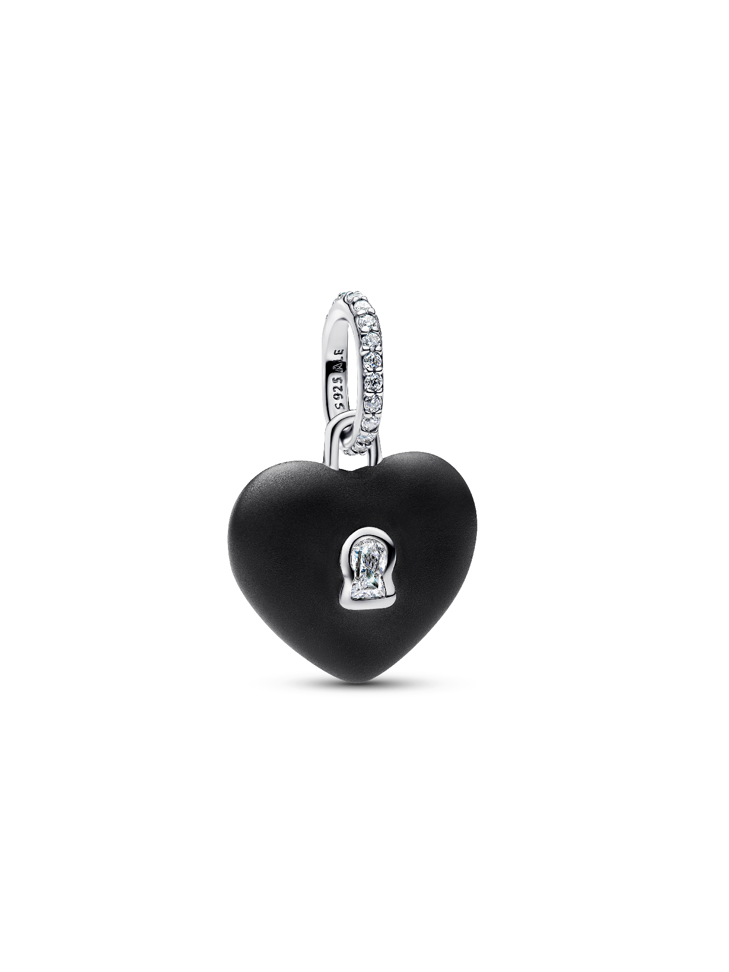 Charm Colgante Candado de Corazón de Cerámica Negro Mate