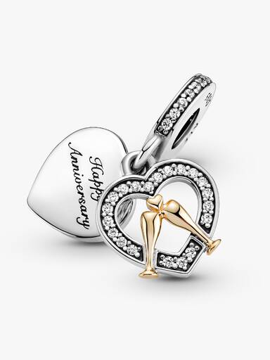 Charm Colgante Feliz Aniversario En Dos Tonos Talla única