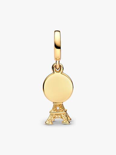 Charm Colgante Doble Grabable Torre Eiffel de París con Diamante de Laboratorio