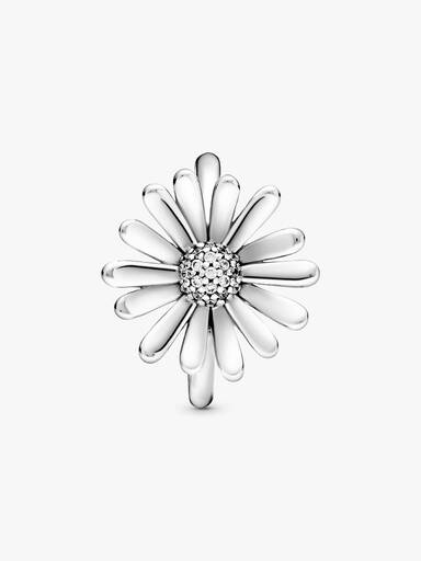Daisy sterling silver ring with clear cubic zirconia