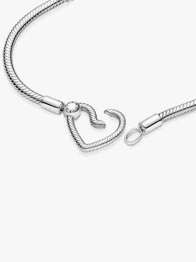 Brazalete Cadena De Serpiente Con Cierre De Corazón Pandora Moments