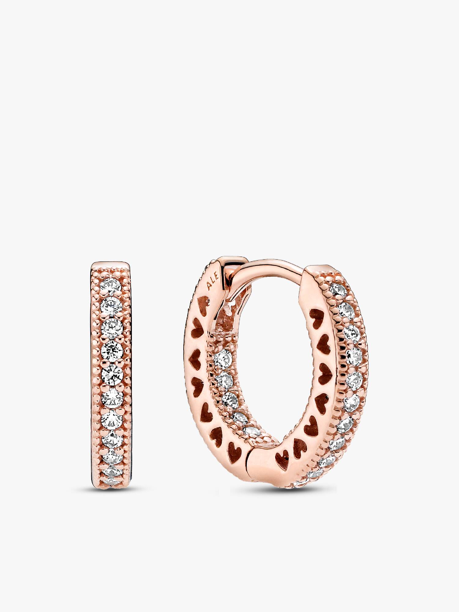 Aros tipo argolla con corazón pavé Bañado en Oro Rosa de 14k
