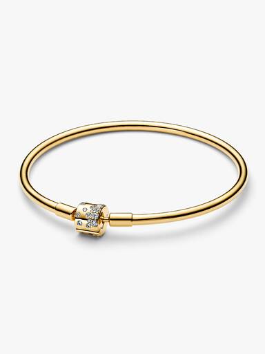 Brazalete Bañado en Oro de 14k con Circonita Cúbica Transparente
