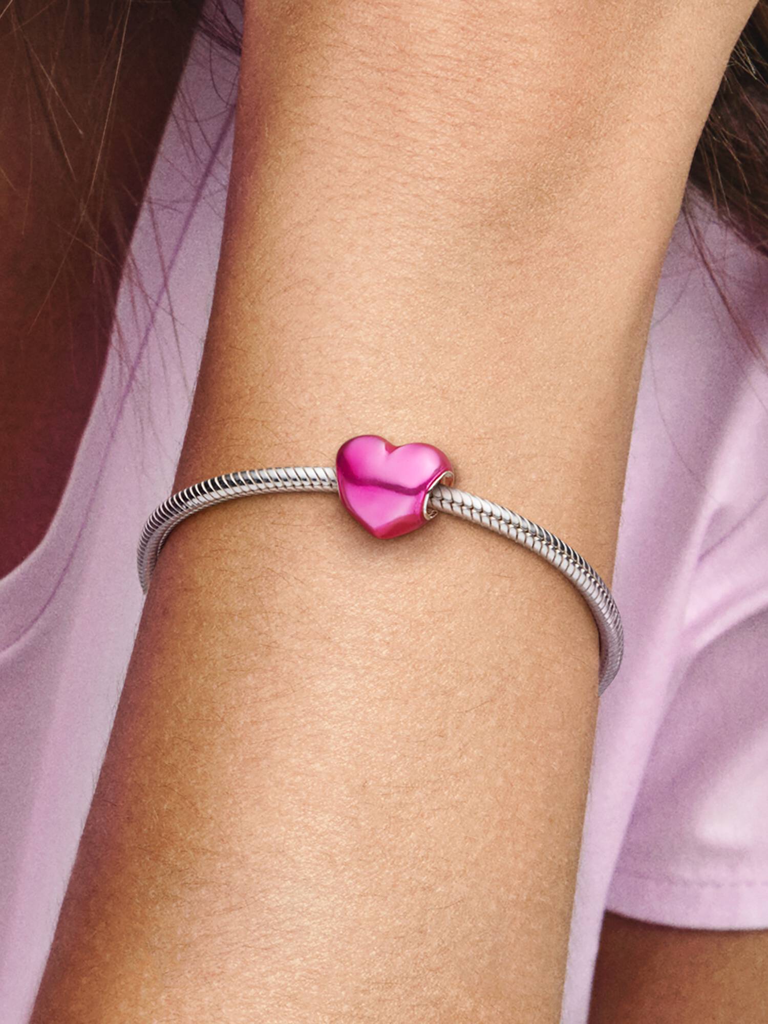 Charm Corazón Metálico Rosa
