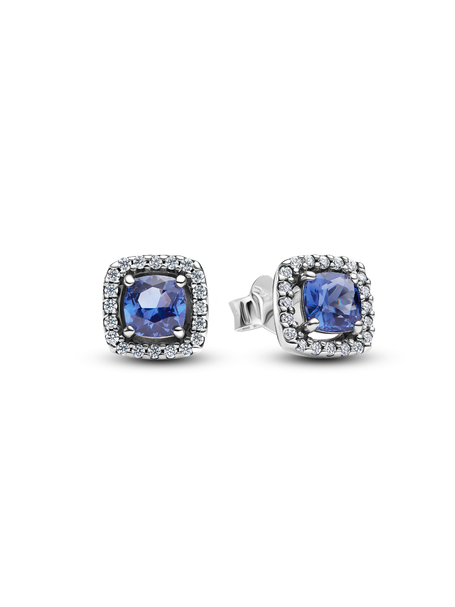 Aros de botón Halo Azul Cuadrado Brillante