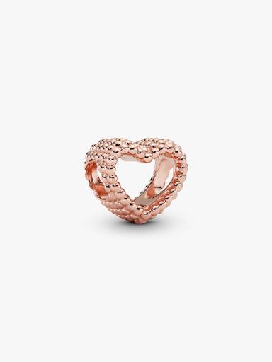 Charm corazón abierto con cuentas Bañado en Oro Rosa de 14k