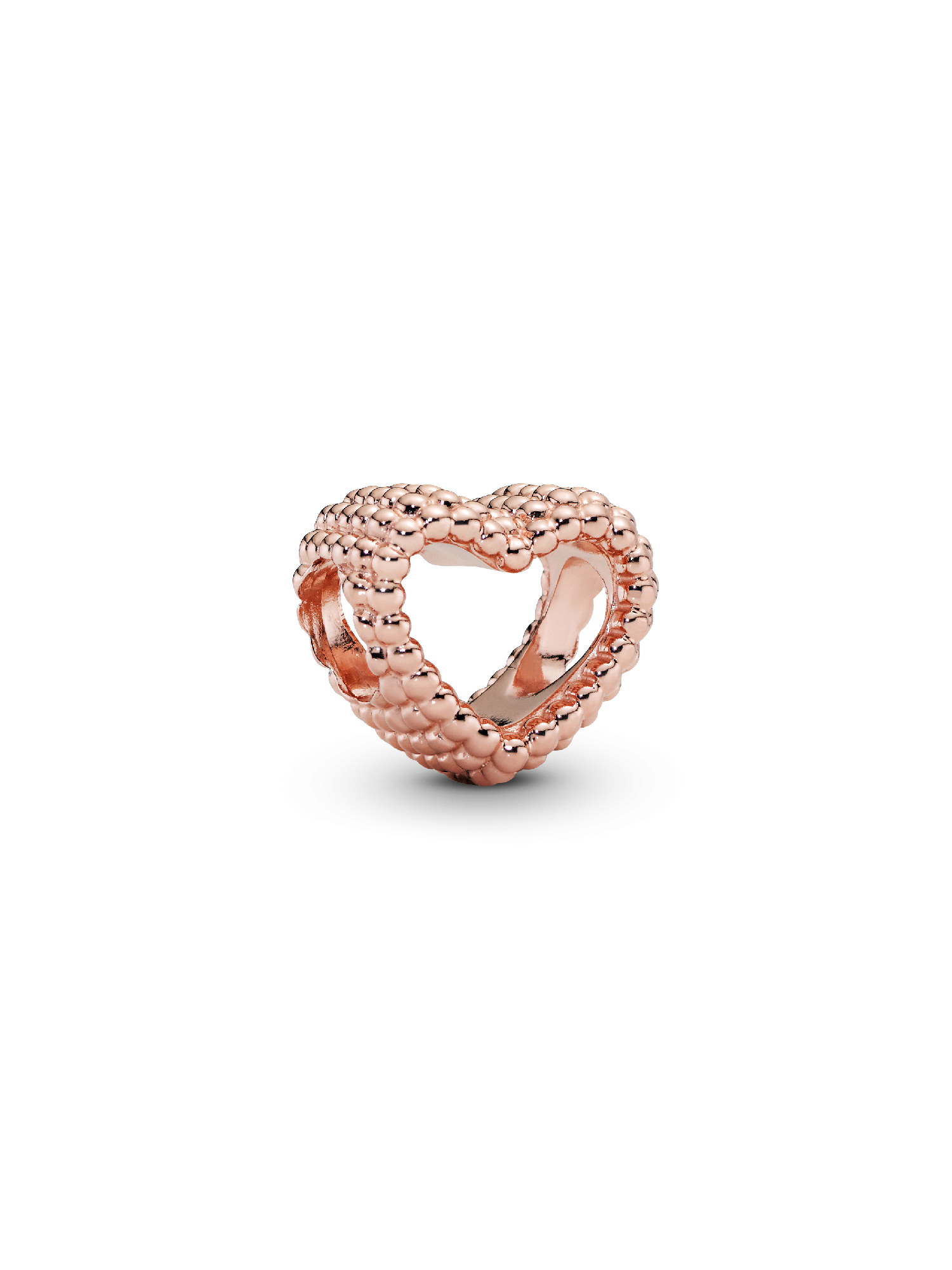 Charm corazón abierto con cuentas Bañado en Oro Rosa de 14k
