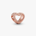 Charm corazón abierto con cuentas Bañado en Oro Rosa de 14k Charm corazón abierto con cuentas Bañado en Oro Rosa de 14k