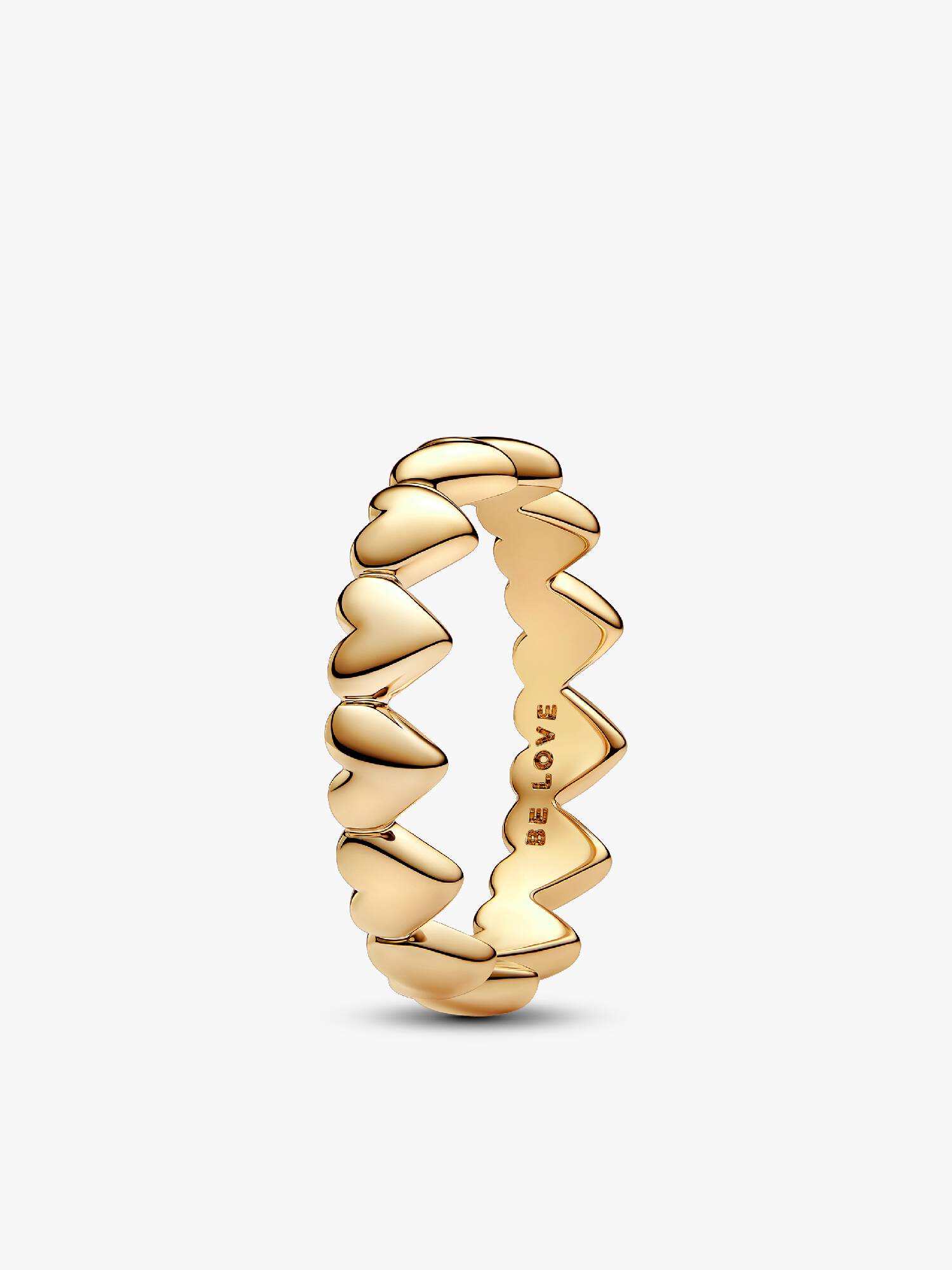 Anillo Fila de Corazones Dorado