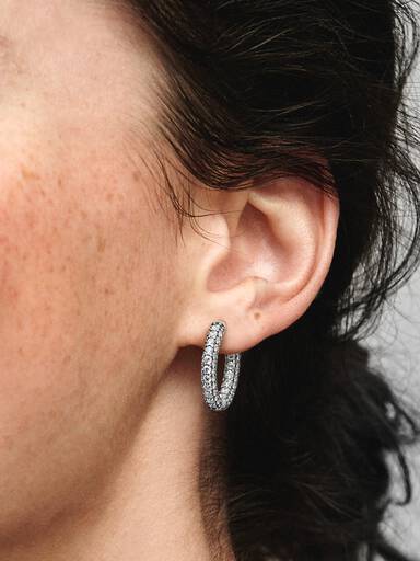 Aros de aro Hilera de pavé Pandora Timeless Pandora Plata Esterlina