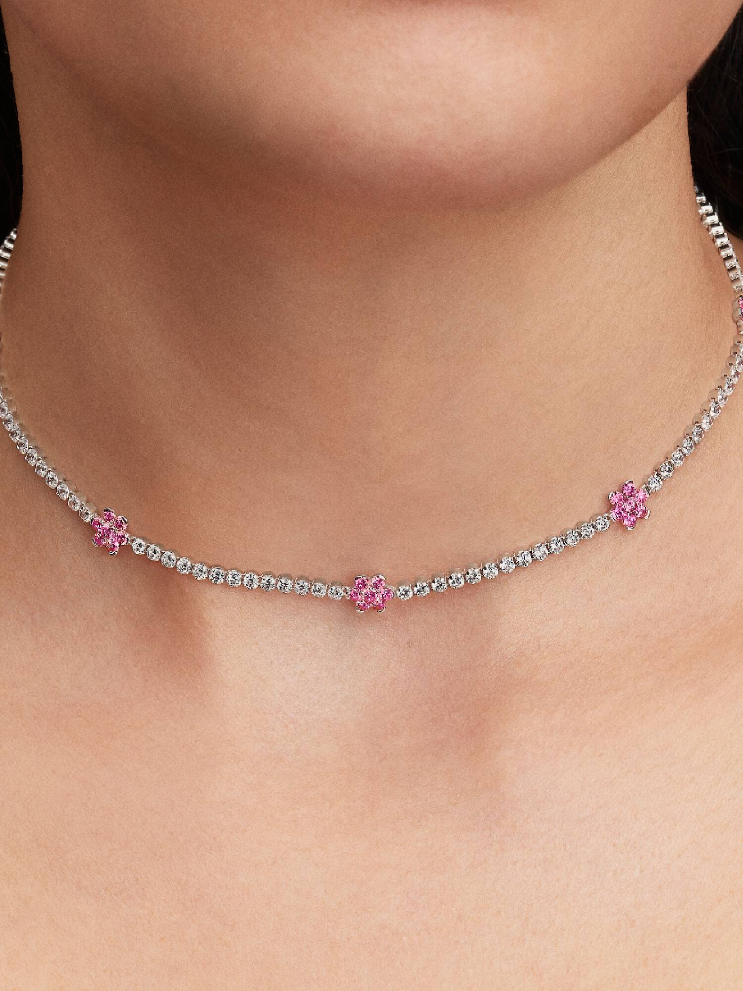 Collar de Tenis Flor Rosa