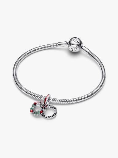 Charm Colgante Doble Corona de navidad