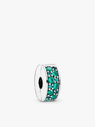 Charm Clip Fijo De Pavé Azul Cerceta