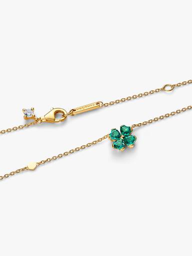 Collar con dije colgante Trébol de la suerte verde