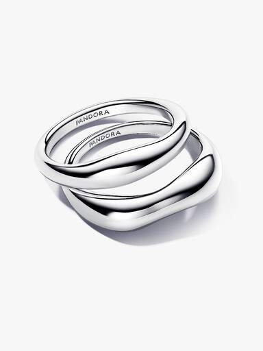 Anillos Combinables Forma Orgánica Plata