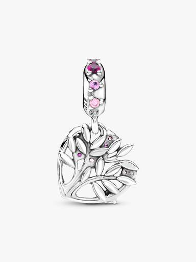 Charm colgante árbol genealógico con corazón rosa