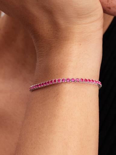 Brazalete de tenis rosa brillante