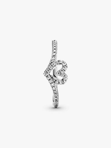 Anillo Hueso De Los Deseos Con Corazón Brillante