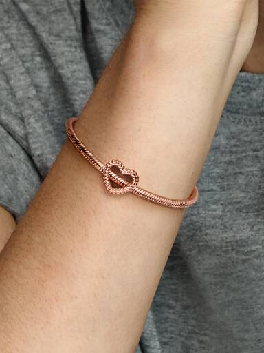 Charm corazón abierto con cuentas Bañado en Oro Rosa de 14k