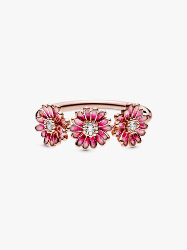 Anillo Trío de Margaritas Rosas 60